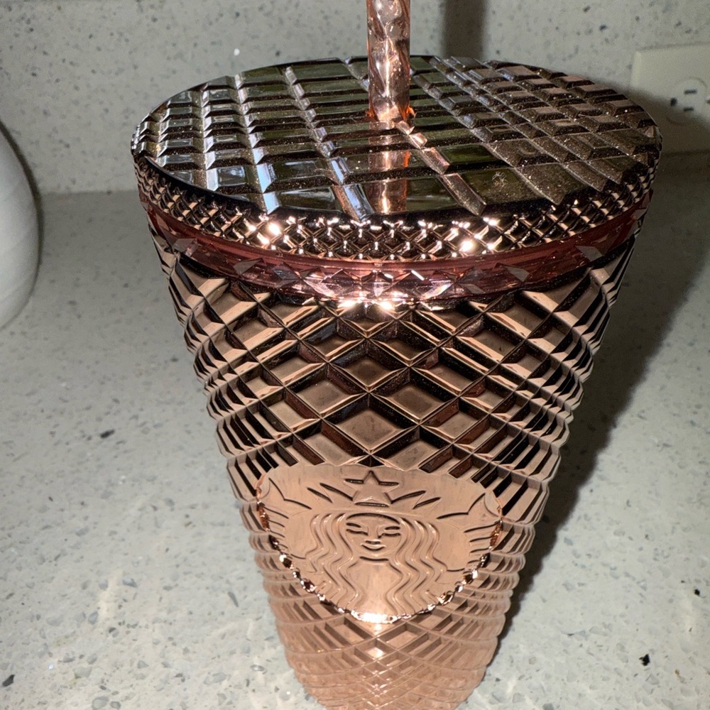 Starbucks Metallic Pink Tumbler with Straw